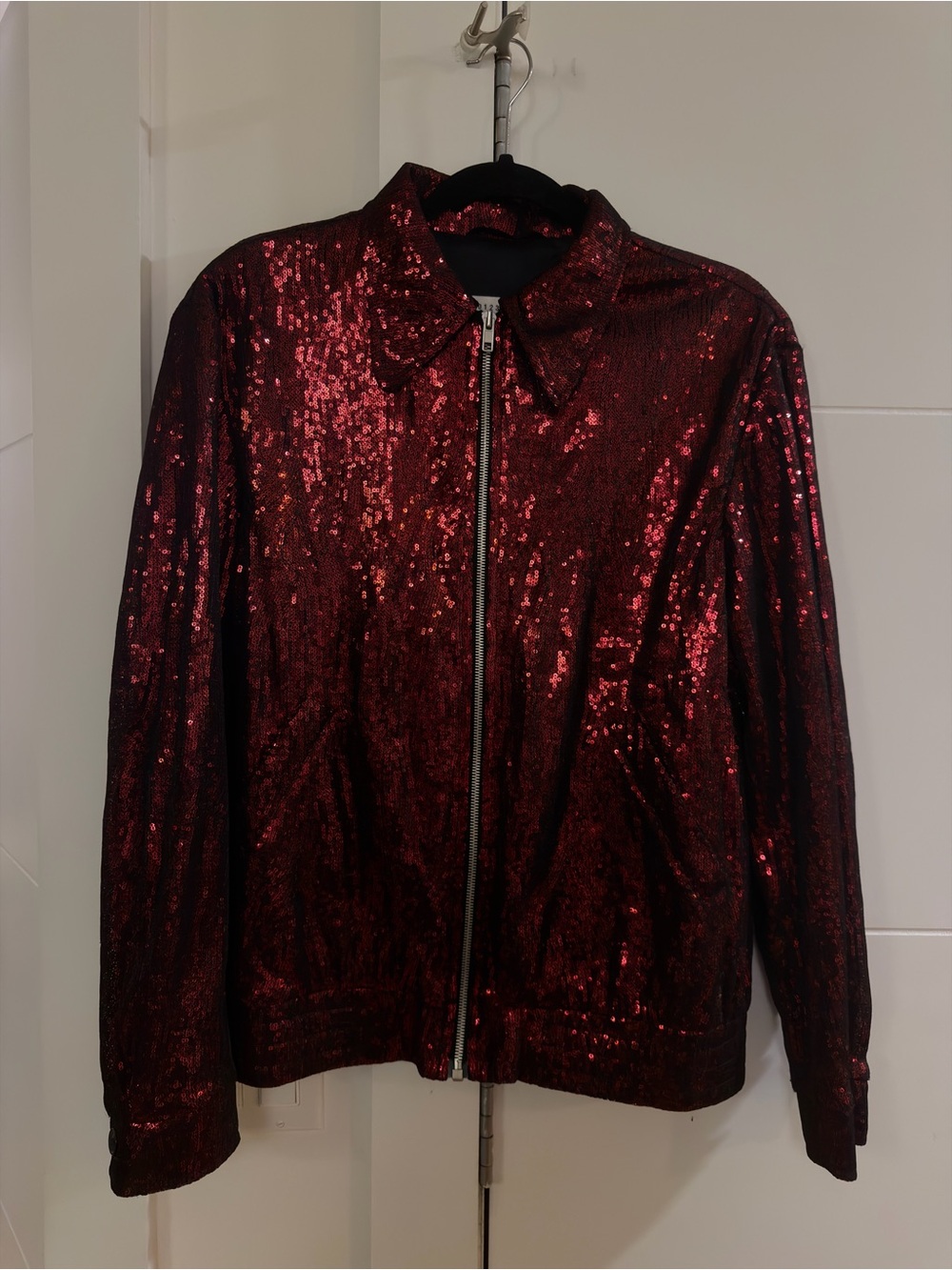 Maison Margiela SS2018 Red Sequin Bomber Jacket Men’s IT 48 S/M